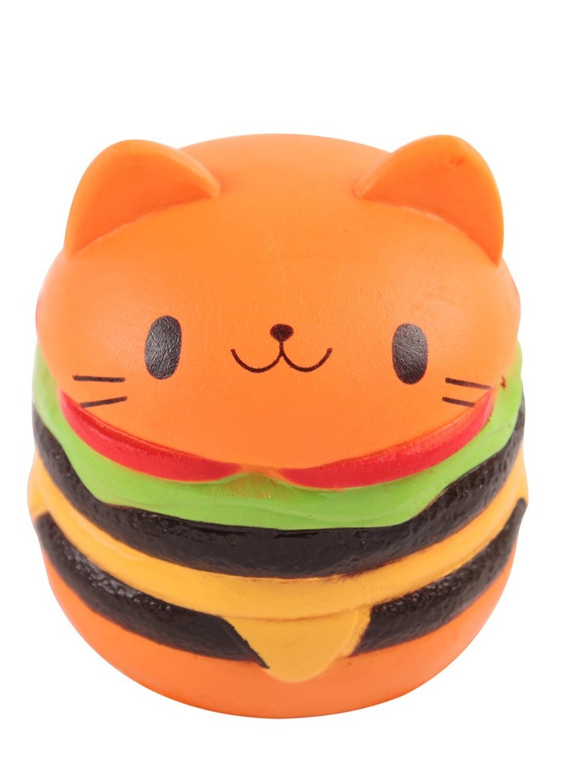 Squishies Cat Hamburger Slow Rising Squeeze Toy Slow Rising Anti-Stress Squishies Toy for Children Adults (Orange 11.4 x 11.4 x 8.8 cm) - Image 4