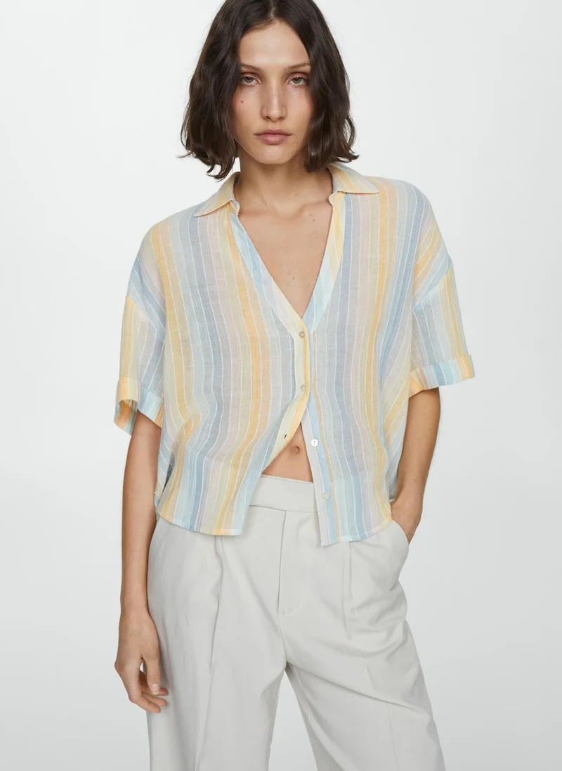 مانجو Semi-Transparent Striped Shirt