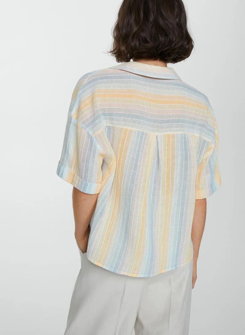 مانجو Semi-Transparent Striped Shirt