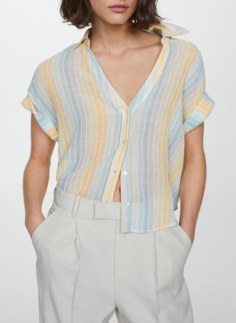 MANGO Semi-Transparent Striped Shirt  - Image 3
