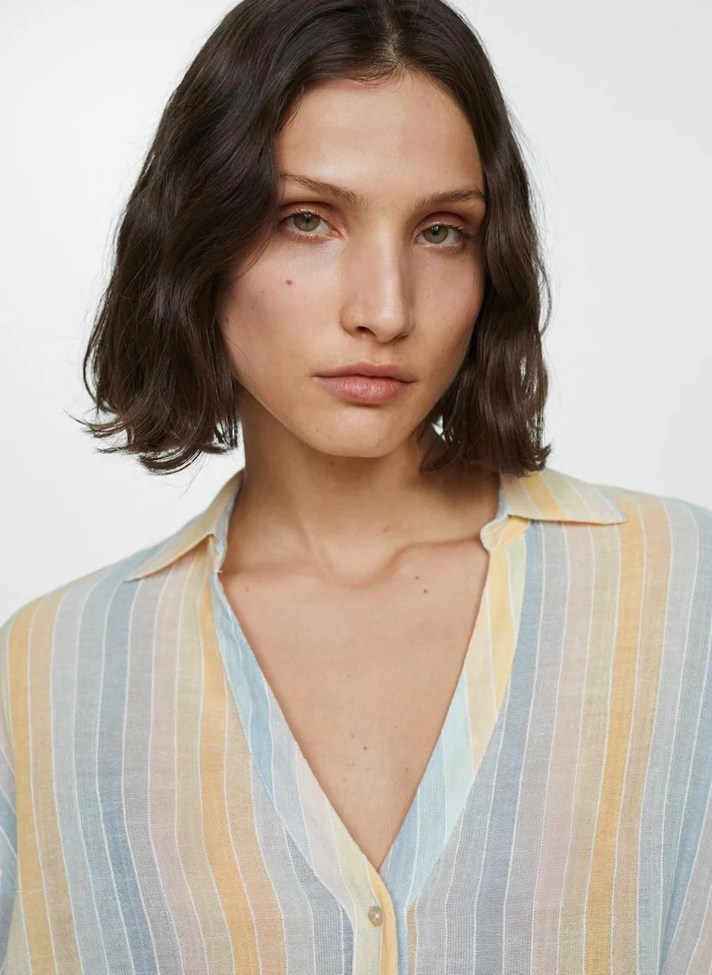 MANGO Semi-Transparent Striped Shirt