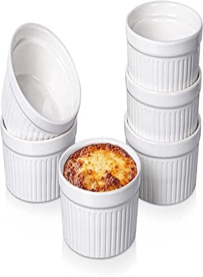 AKDC Delling 12 Oz Large Rmakeins Oven Safe, Set Of 6, White - Image 1
