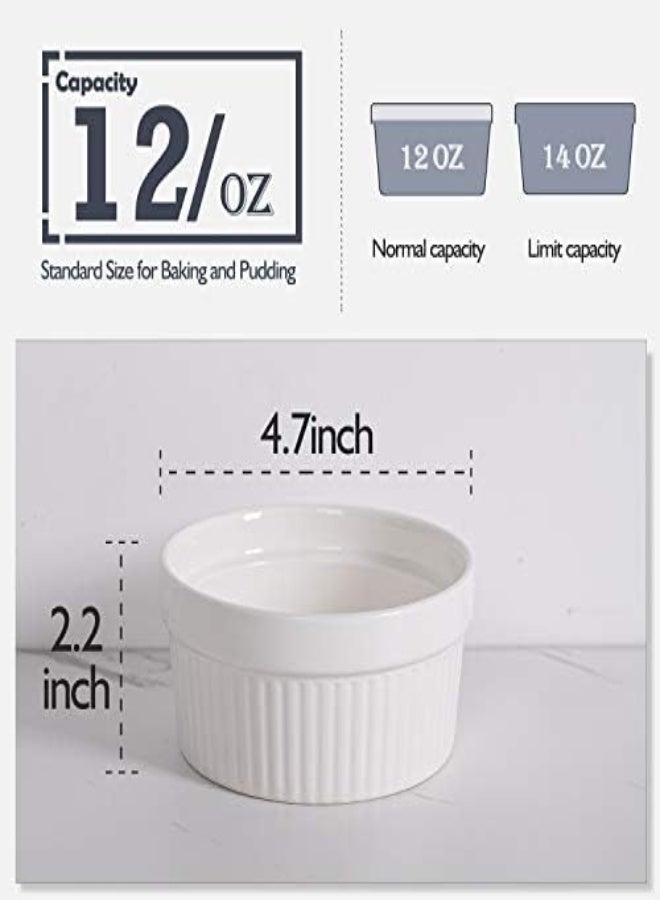 AKDC Delling 12 Oz Large Rmakeins Oven Safe, Set Of 6, White - Image 2