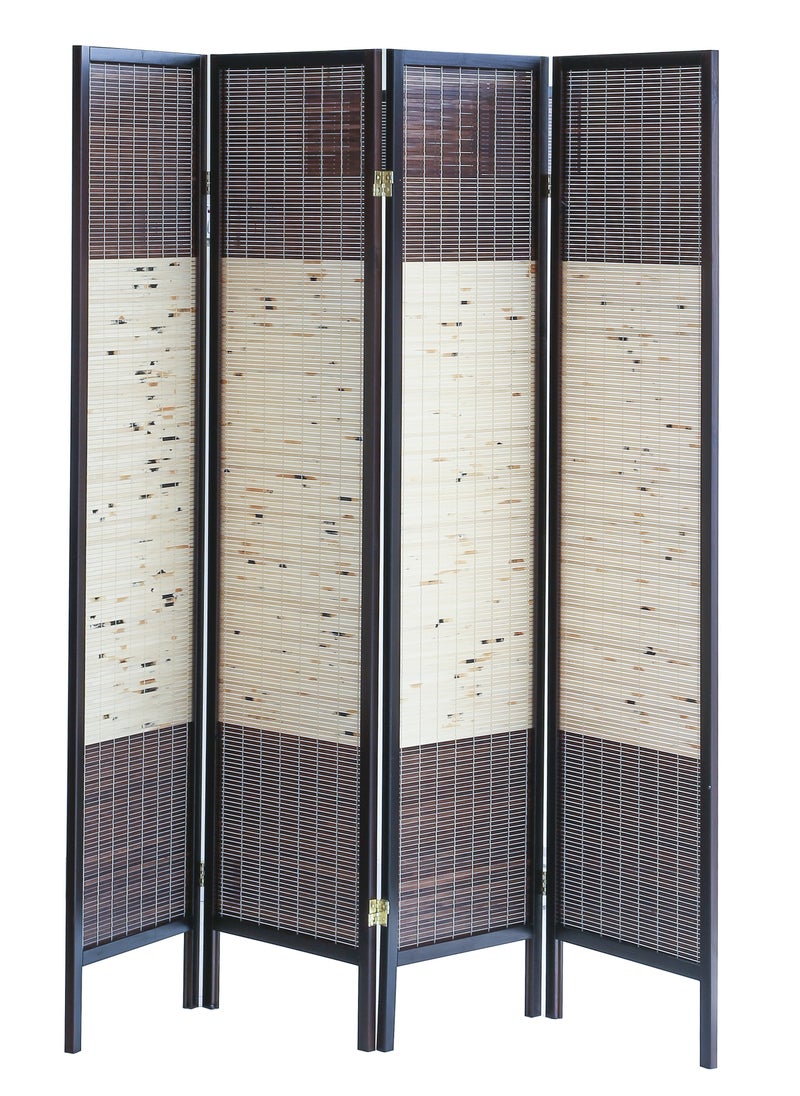 AFT - Stylish Design Bamboo Room Divider – Tall Folding Privacy Screen for Effective Room Separation, Portable Freestanding Wall Divider with Elegant Woven Bamboo Mesh, Perfect for Home and Office Use. (Dark Walnut) Arfan - Image 1