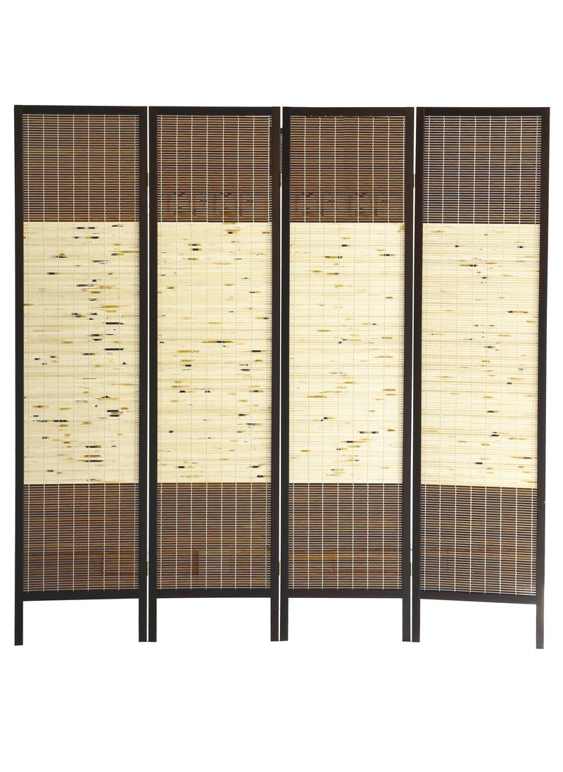 AFT - Stylish Design Bamboo Room Divider – Tall Folding Privacy Screen for Effective Room Separation, Portable Freestanding Wall Divider with Elegant Woven Bamboo Mesh, Perfect for Home and Office Use. (Dark Walnut) Arfan - Image 1