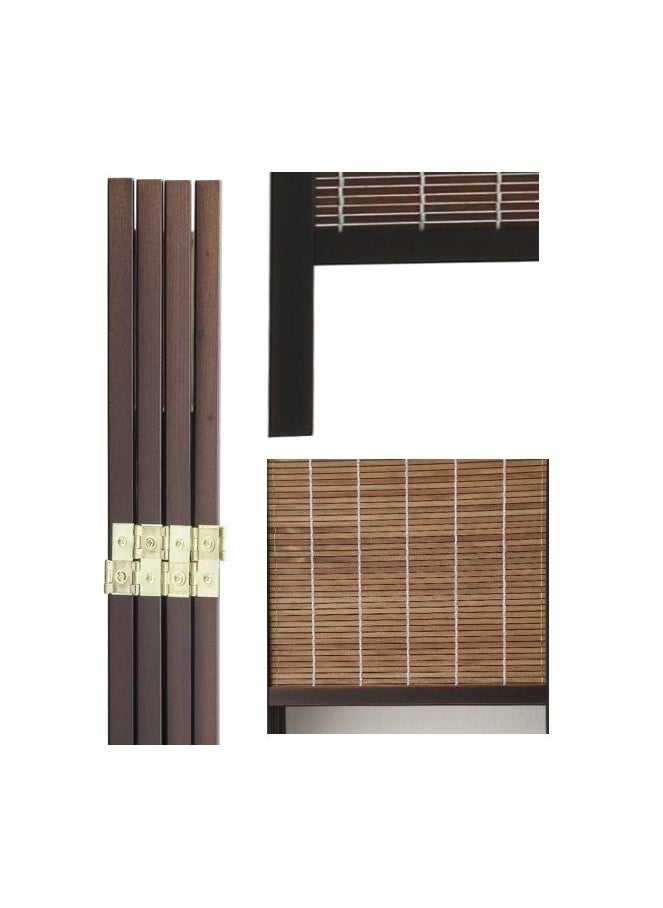 AFT - Stylish Design Bamboo Room Divider – Tall Folding Privacy Screen for Effective Room Separation, Portable Freestanding Wall Divider with Elegant Woven Bamboo Mesh, Perfect for Home and Office Use. (Dark Walnut) Arfan - Image 1
