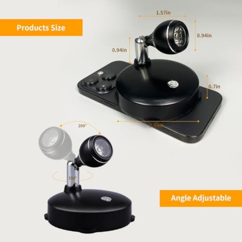 2Pcs Wireless Spotlight for Indoor, Battery Operated LED Spotlight with Dimmable Rotatable Timer Uplight Mini Accent Lights with Remote for Wall Display Plants Painting Artwork Closet Natural White - Image 5