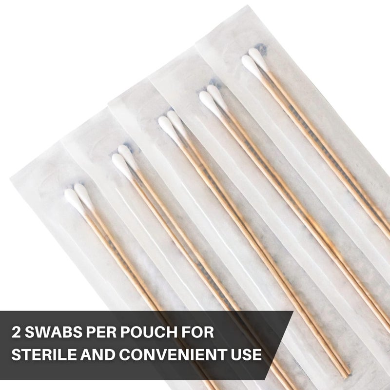Vakly 200 Sterile Cotton Tipped Applicators 6â€™â€™ - Long 6 inch Wooden Medical Cotton Tip Applicator Swabsticks with Shaft and Soft Swabs for Location Application, Cleaning, Crafts and More - Image 2