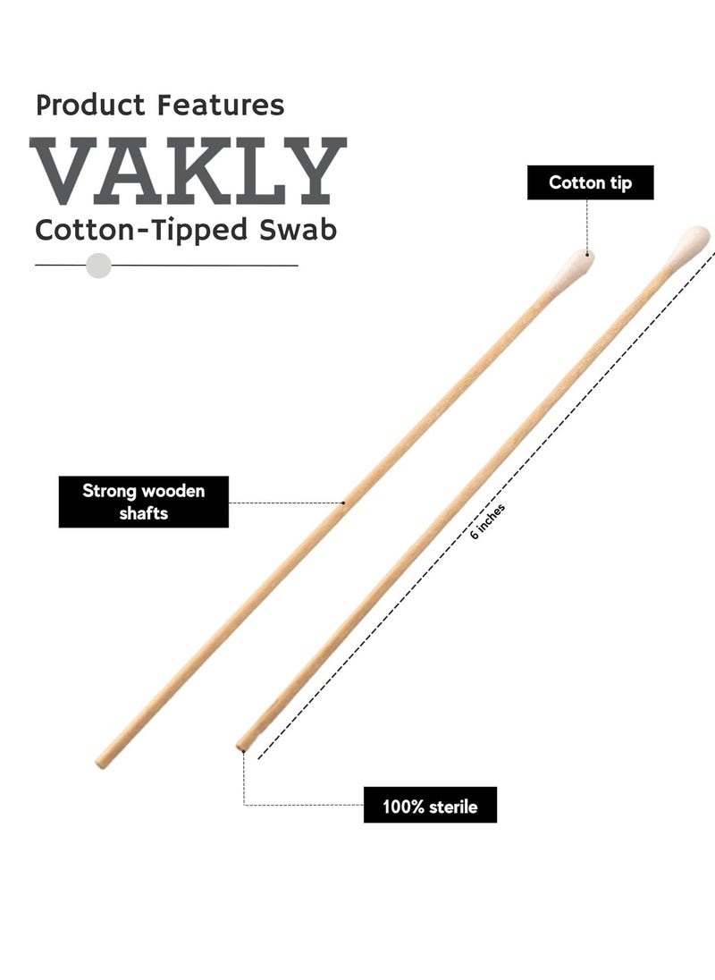 Vakly 200 Sterile Cotton Tipped Applicators 6’’ - Long 6 inch Wooden Medical Cotton Tip Applicator Swabsticks with Shaft and Soft Swabs for Location Application, Cleaning, Crafts and More  - Image 4