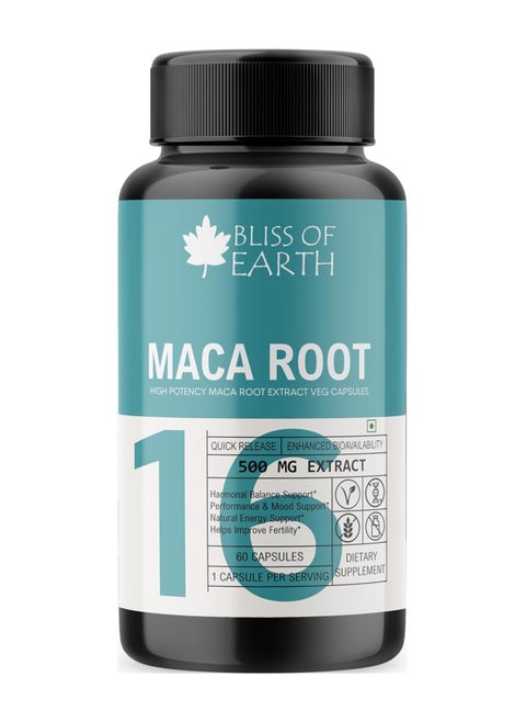 Maca Root Extract Capsules 500Gm High Potency Root Extract 60 Veg Capsules