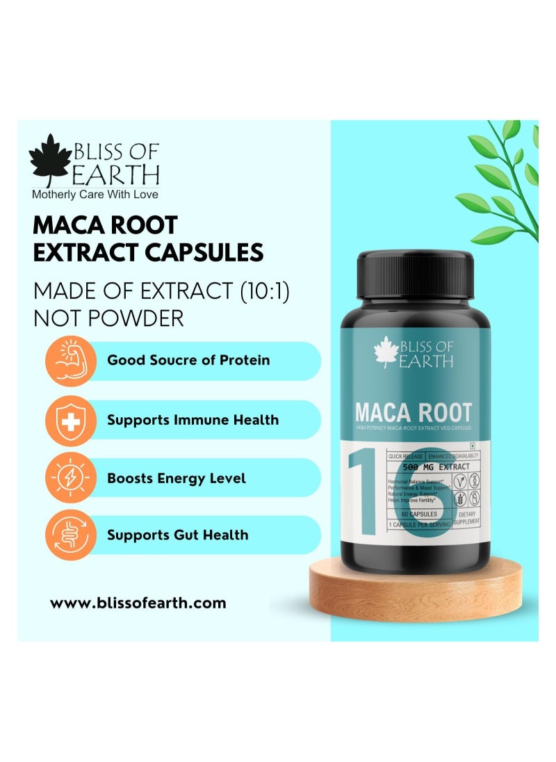 BLISS OF EARTH Maca Root Extract Capsules 500Gm High Potency Root Extract 60 Veg Capsules  - Image 4
