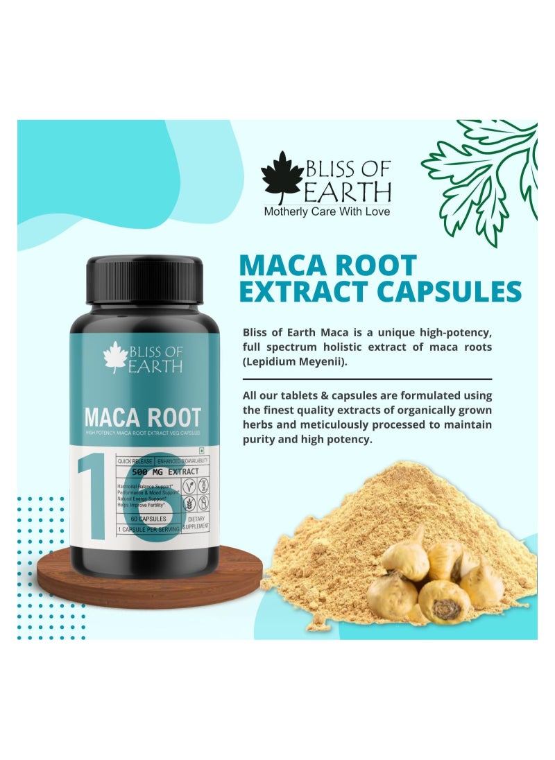 BLISS OF EARTH Maca Root Extract Capsules 500Gm High Potency Root Extract 60 Veg Capsules  - Image 5