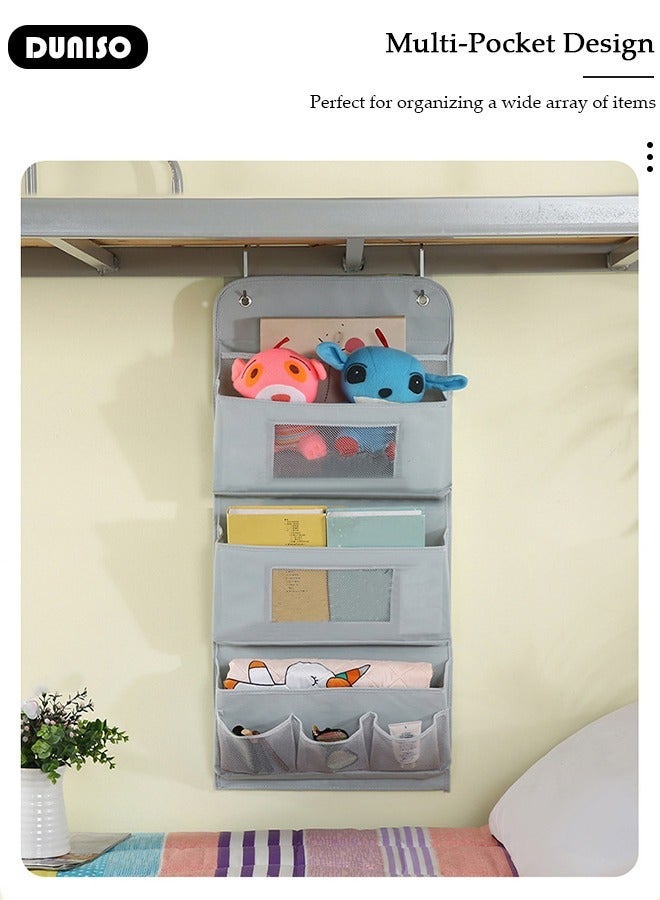 DUNISO Over The Door Pockets, 3 Trapezoidal Pockets Storage Organiser, Fabric Foldable Hanging Organizer Door Hanger Storage with Clear Window for Dormitory Wardrobe Bookshelf - Image 3