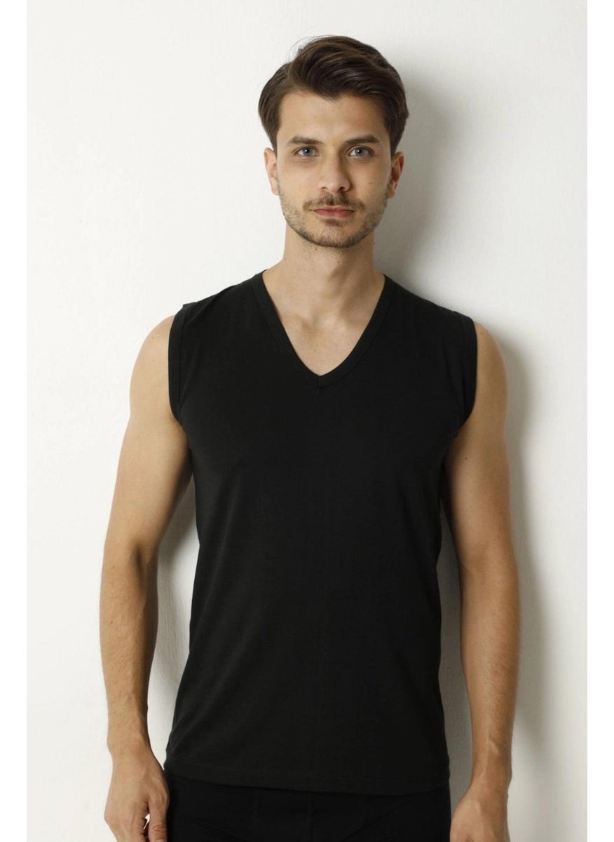 Saran - Men's Combed Cotton Zero Sleeve V Neck Undershirt 3012 - 3 Pieces - Image 1