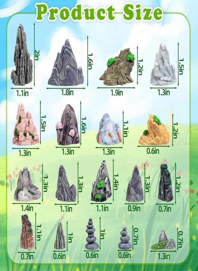 Warmtree 18 Pcs Diorama Rocks Fake Rock Miniature Stone Statue for Diorama Supplies, Micro Train Landscape, Railway Sand Table, Zen Garden Accessories - Image 2