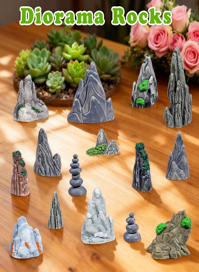 Warmtree 18 Pcs Diorama Rocks Fake Rock Miniature Stone Statue for Diorama Supplies, Micro Train Landscape, Railway Sand Table, Zen Garden Accessories - Image 5
