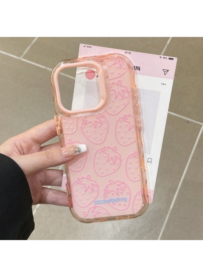 NIBEMINENT Cute Creative Fruits Protective TPU Case Cover For iPhone 16 Plus, Pink Strawberry