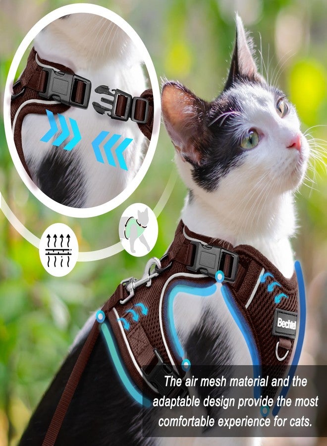 BECHTEL Cat Harness and Leash Set - Escape Proof Adjustable Cat Harness, Comfortable Soft Lightweight, Use Safe & Easy, Walking Travel Kitten Harness for Small Medium Large Cats, Brown, M(13-18lb) - Image 4
