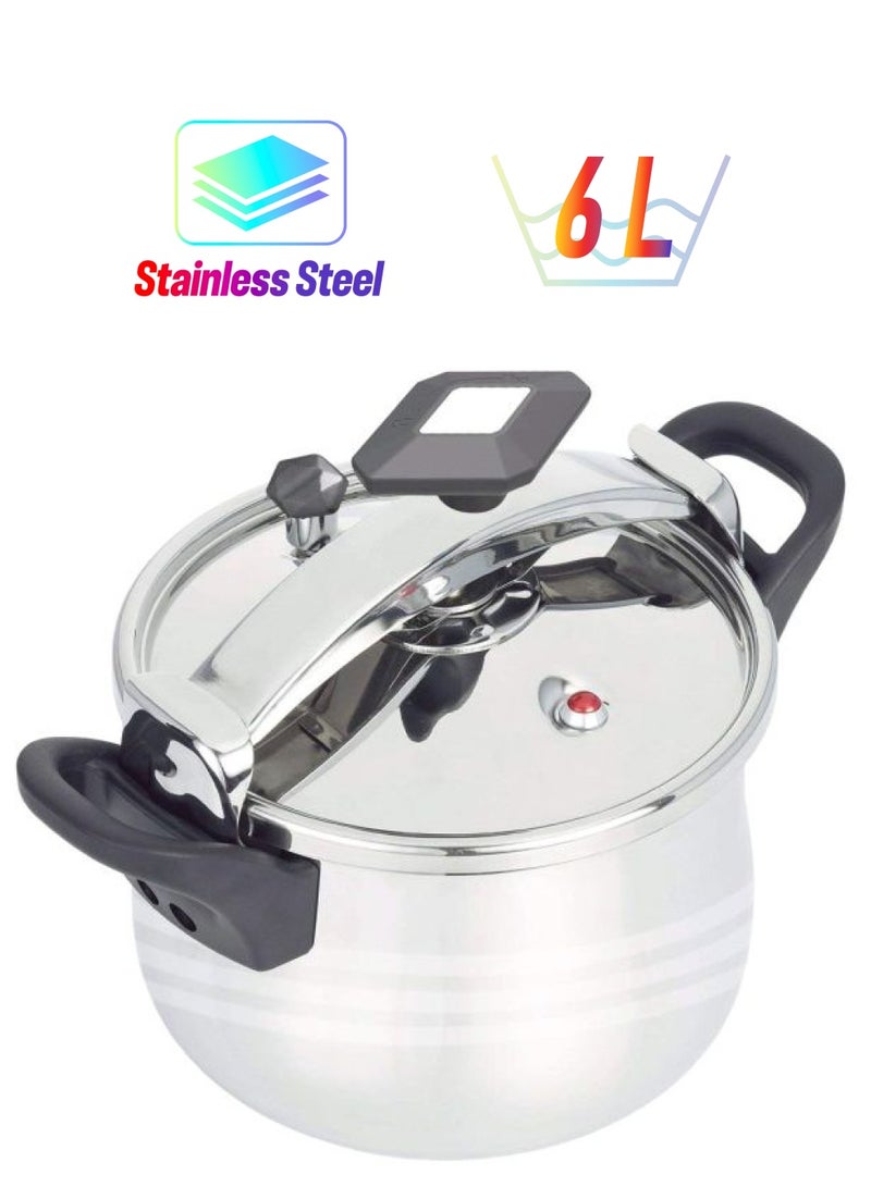 Stainless Steel Pressure Cooker Silver 6Liters