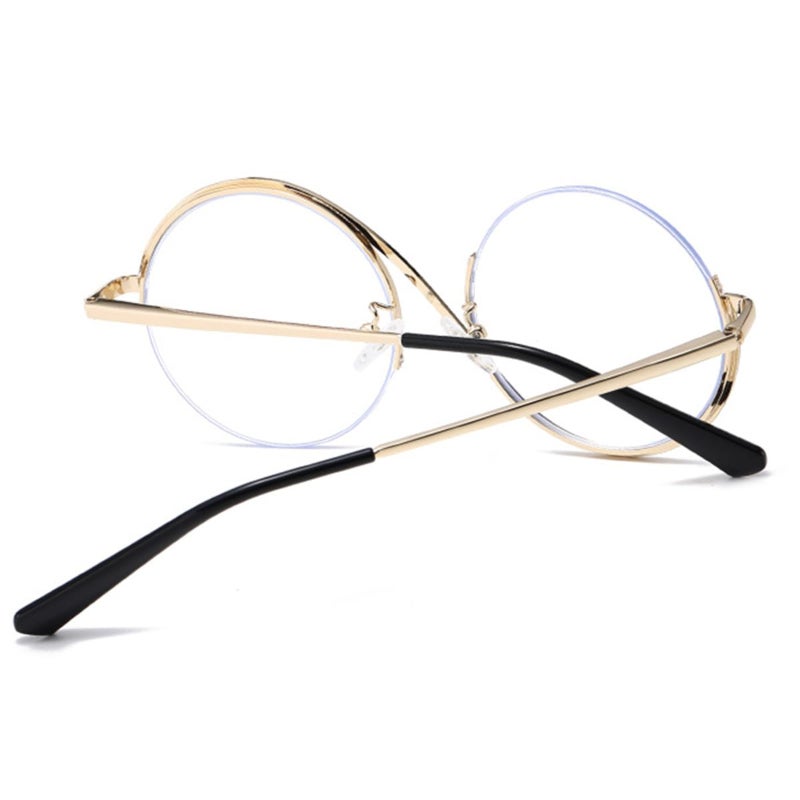 Half frame anti-blue asymmetric flat mirror (black gold frame + zipper glasses case) - Image 4