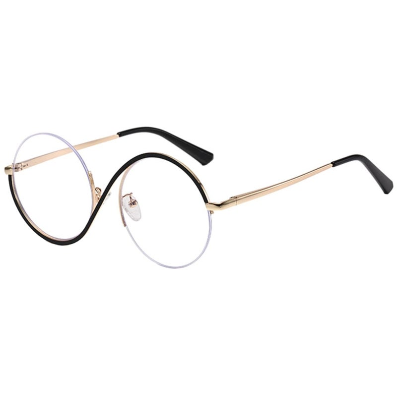 Half frame anti-blue asymmetric flat mirror (black gold frame + zipper glasses case) - Image 3