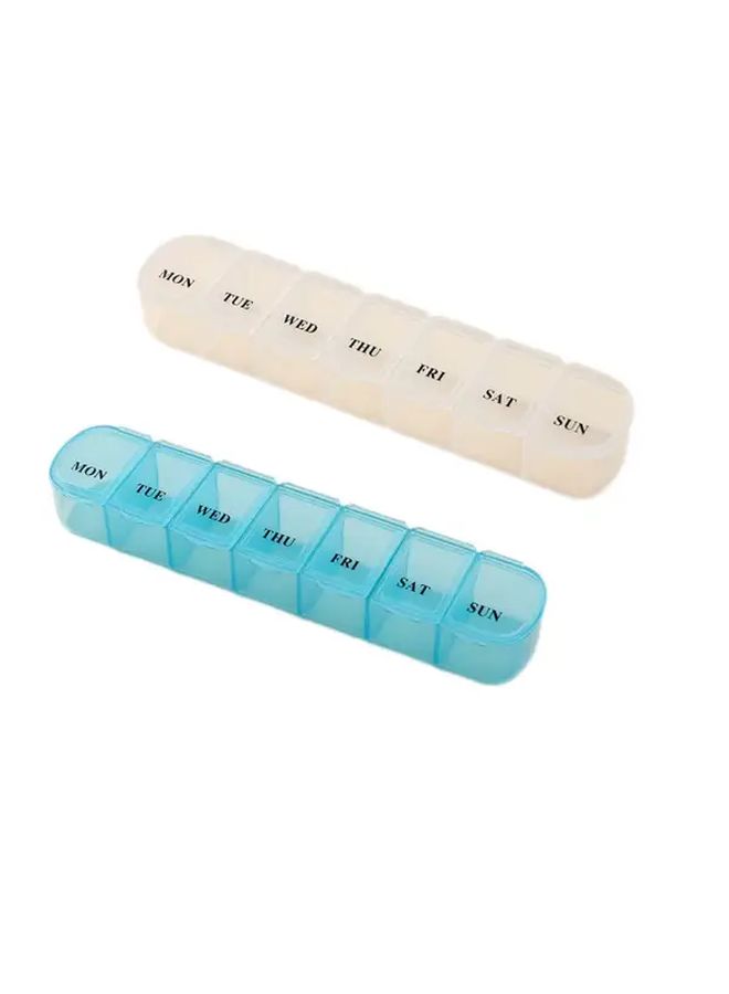 Pink White 2pcs 7 Day Pill Organizer Portable Travel Medicine Box With Transparent Window - Image 5