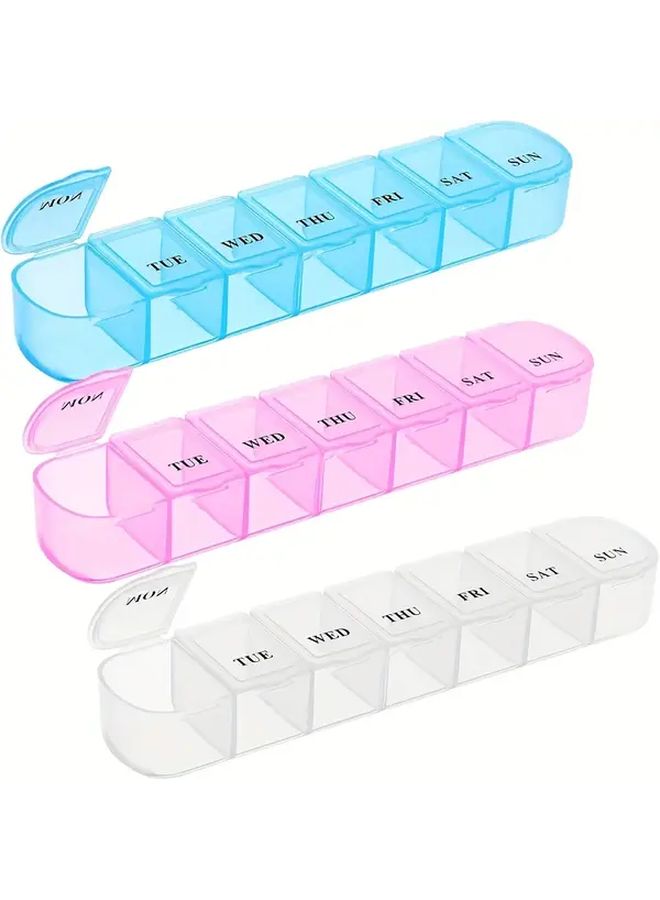 Pink White 2pcs 7 Day Pill Organizer Portable Travel Medicine Box With Transparent Window - Image 4