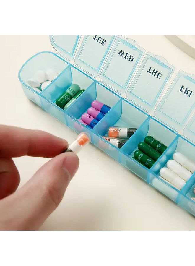 Pink White 2pcs 7 Day Pill Organizer Portable Travel Medicine Box With Transparent Window - Image 3