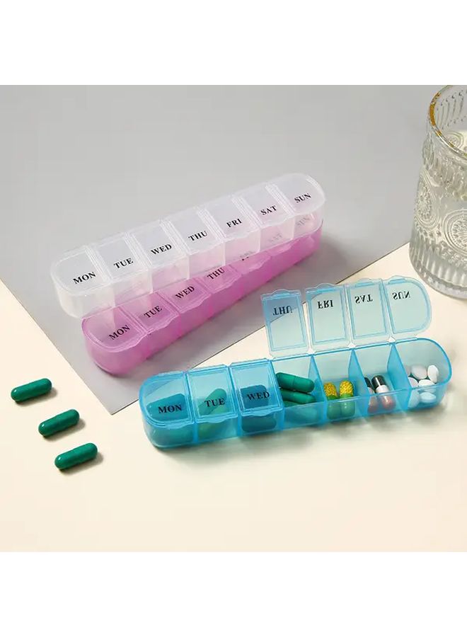 Pink White 2pcs 7 Day Pill Organizer Portable Travel Medicine Box With Transparent Window - Image 2