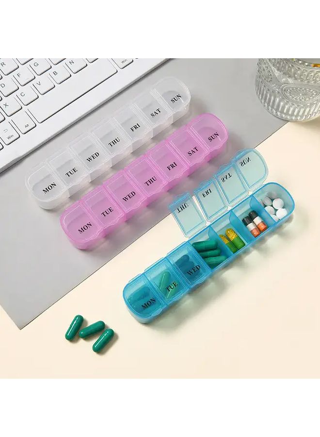 Pink White 2pcs 7 Day Pill Organizer Portable Travel Medicine Box With Transparent Window - Image 1