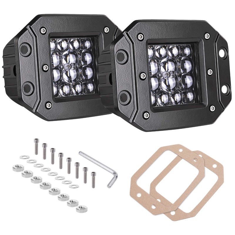 مصابيح LED مدمجة AKD جزء 2 قطع 84 واط مصابيح ضباب LED مدمجة ضوء بقعة ضوء عكسي للسيارات والشاحنات وUTV وATV والقوارب
