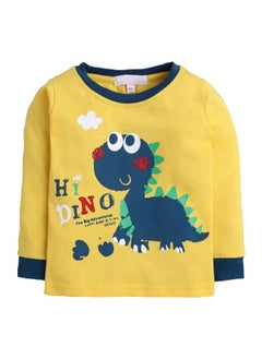 Hopscotch Hopscotch Baby Boys Cotton Animal Print Top and Pajama Set in Yellow Color for Ages 9-12 Months (YAH-3133291)  - Image 5
