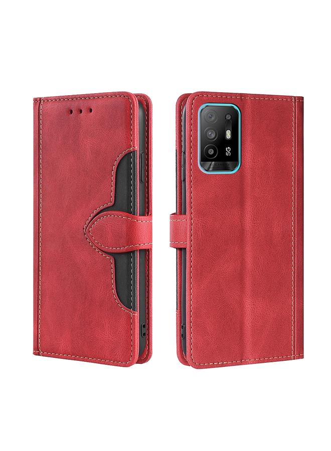 S-TOP Case For OPPO A94 5G / F19 Pro+ / Reno 5Z Skin Feel Straw Hat Magnetic Buckle Leather Phone Case - Image 1