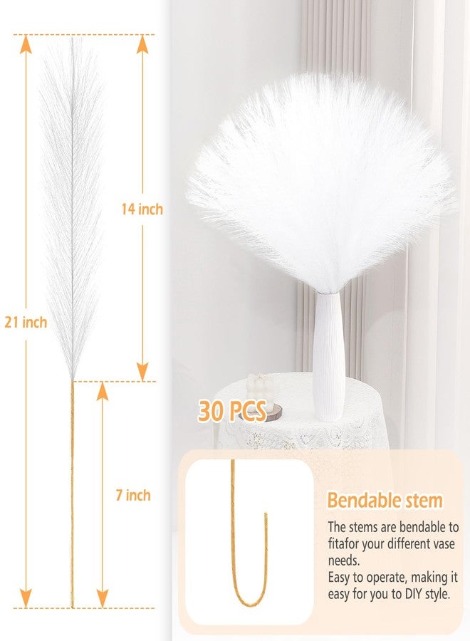 MUUNC White Pampas Grass Decor 30 Pcs 21.7 Inch Faux Pampas Grass Bulk Artificial Dried Flowers Small Vase Filler Pompas Grass. - Image 3