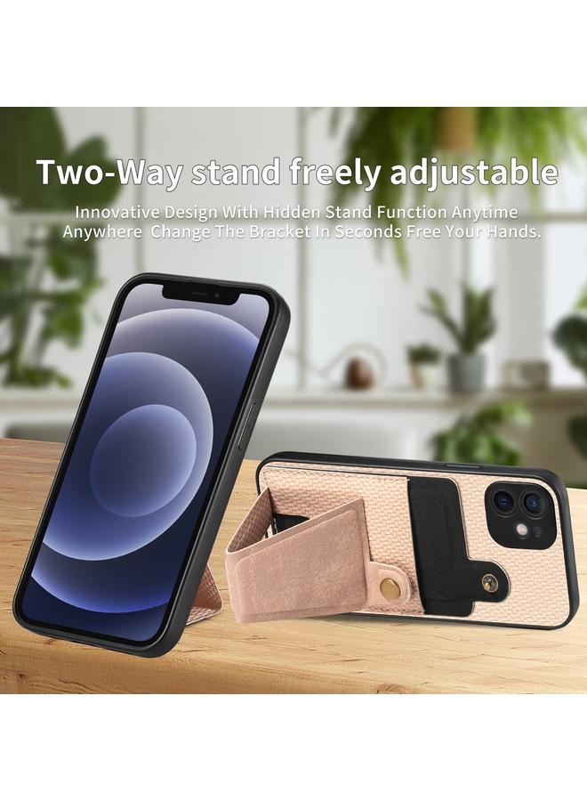 erorex Case For iPhone 12 Carbon Fiber Wallet Flip Card K-shaped Holder Phone Case - Image 4