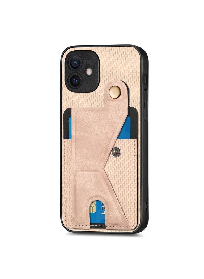 erorex Case For iPhone 12 Carbon Fiber Wallet Flip Card K-shaped Holder Phone Case - Image 2