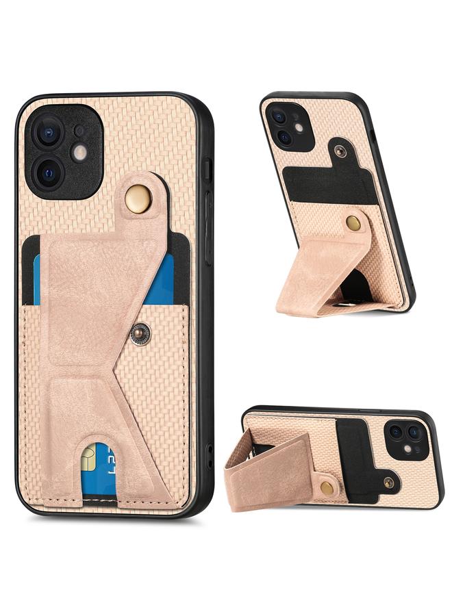 erorex Case For iPhone 12 Carbon Fiber Wallet Flip Card K-shaped Holder Phone Case - Image 1