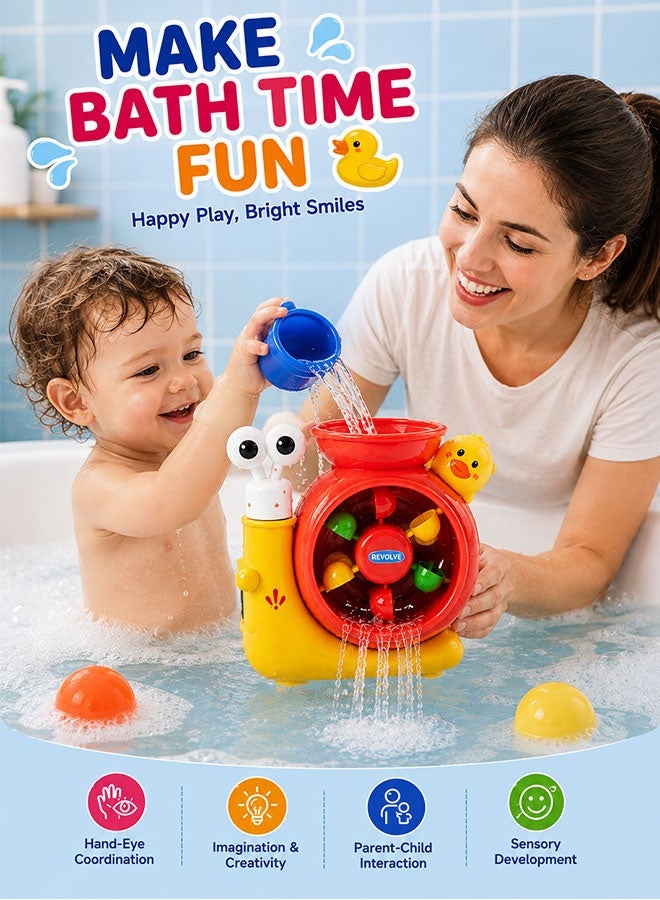Super ZYouth Baby Bath Toys for Toddlers, Snail Water Play Toy with Strong Suction Cups, Pour & Spin Water Wheel Bath Toy, Interactive Bathtub Toy for Kids - Image 5