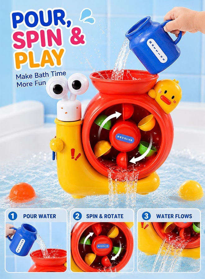 Super ZYouth Baby Bath Toys for Toddlers, Snail Water Play Toy with Strong Suction Cups, Pour & Spin Water Wheel Bath Toy, Interactive Bathtub Toy for Kids - Image 2
