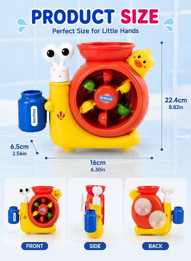 Super ZYouth Baby Bath Toys for Toddlers, Snail Water Play Toy with Strong Suction Cups, Pour & Spin Water Wheel Bath Toy, Interactive Bathtub Toy for Kids - Image 4