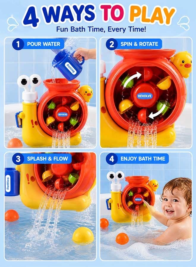 Super ZYouth Baby Bath Toys for Toddlers, Snail Water Play Toy with Strong Suction Cups, Pour & Spin Water Wheel Bath Toy, Interactive Bathtub Toy for Kids - Image 3