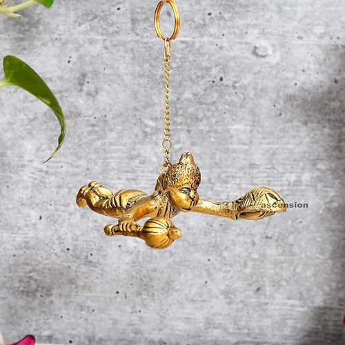ascension Metal Hanuman Ji Idol for Car Dashboard Accessories Hanging Flying Hanuman for Car Door Window Hanging Decoration (Flying Hanuman ji) - Image 2
