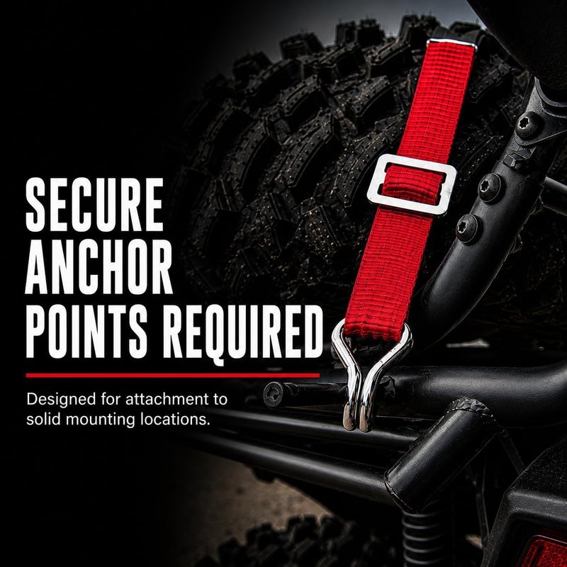 Straight Jacket Crew Y Strap for Spare Tire - Heavy Duty Spare Tire Strap for UTV, Offroad Accessories & Roof Rack, 3 Way Ratchet Strap Tie Down- 1.6" Wide, Can Secure Up to 40" Tire by (Red) - Image 5