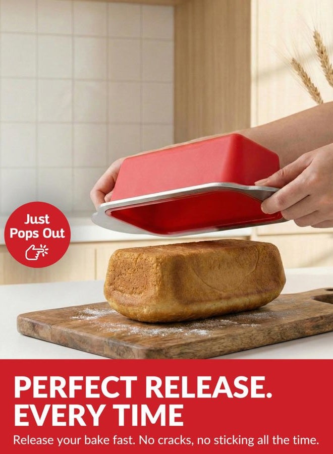 Boxiki Kitchen قالب خبز سيليكون 23 × 13 سم غير لاصق - قالب خبز خالي من BPA مع إطار فولاذي، آمن للاستخدام في الفرن حتى 230 درجة مئوية، سعة 1 كجم، إطلاق مثالي لخبز الموز وكعكة الباوند والخبز المنزلي - Image 4