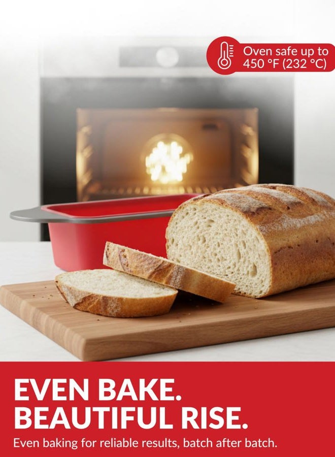 Boxiki Kitchen قالب خبز سيليكون 23 × 13 سم غير لاصق - قالب خبز خالي من BPA مع إطار فولاذي، آمن للاستخدام في الفرن حتى 230 درجة مئوية، سعة 1 كجم، إطلاق مثالي لخبز الموز وكعكة الباوند والخبز المنزلي - Image 3
