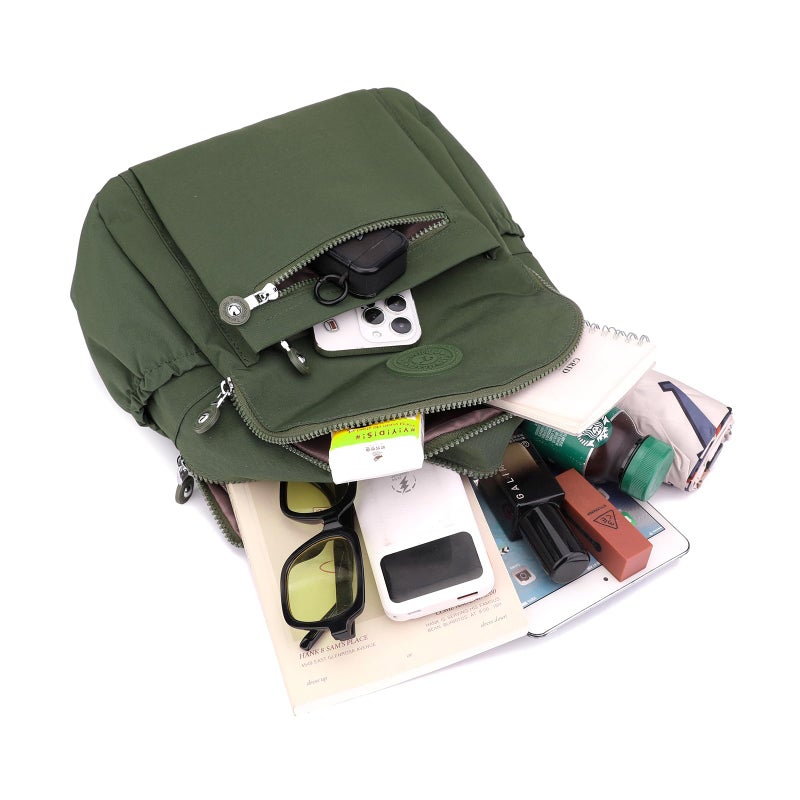 Tanweibago Mini Nylon Women Backpacks,11L Small Ladies backpacks Casual Lightweight Women Shopping Travel Daypack (Army Green) - Image 3