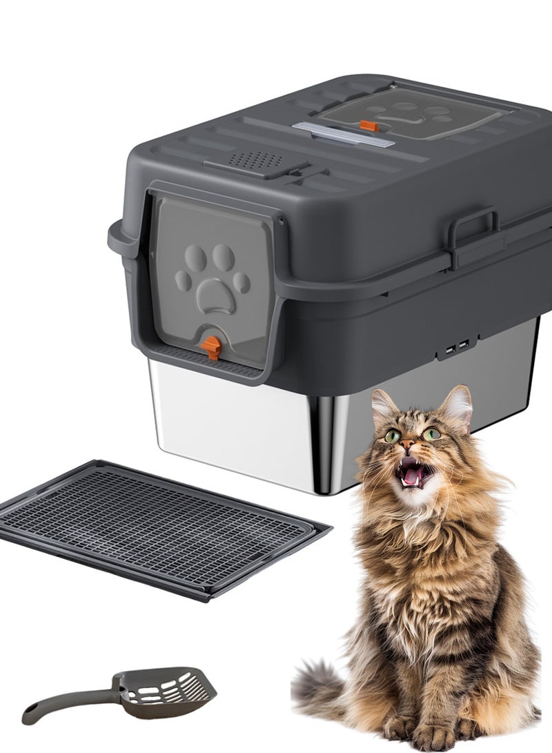 كيدل صناديق قمامة القطط المغلقة مع غطاء وصينية صندوق القمامة للقطط الكبيرة والمتعددة ومضادة للتسرب وسهلة التنظيف - Image 1
