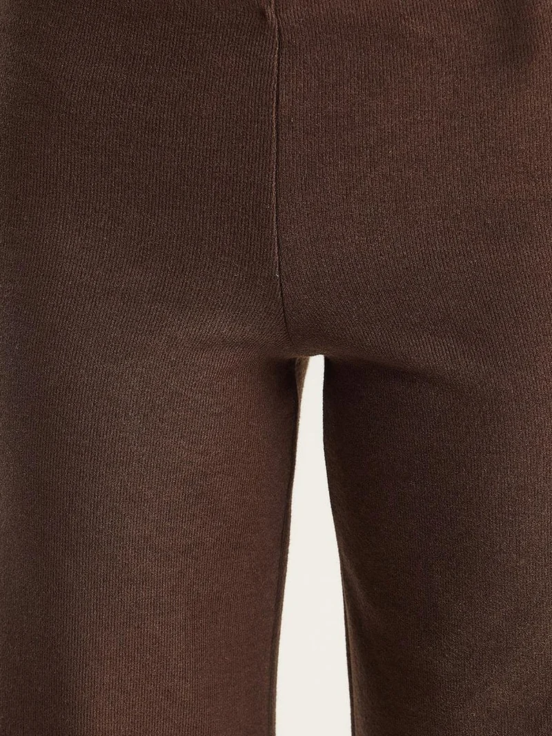 Bianco Lucci Dark Mocha Brown LUCCI Knitwear Accesiory Detailed Two-Piece Set for Women | Best Price UAE