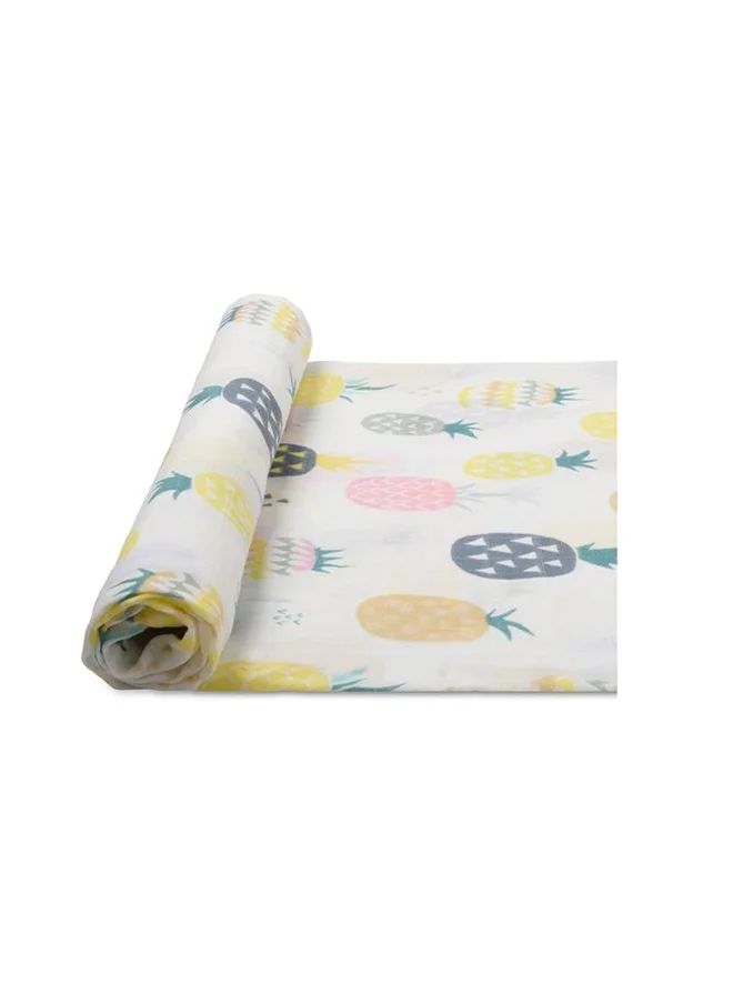 أنفي بيبي Anvi Baby 100% Organic Cotton Muslin Swaddle Wrap- Pineapple Party