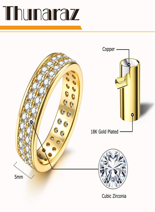 THUNARAZ 18K Gold Plated Dainty Stacked Rings Women - Elegant Stackable Ring Sets for Women | Gold Cubic Zirconia Thumb Rings | Non Tarnish Wedding Bands | Promise Stacking Ring Jewelry 5 - Image 5
